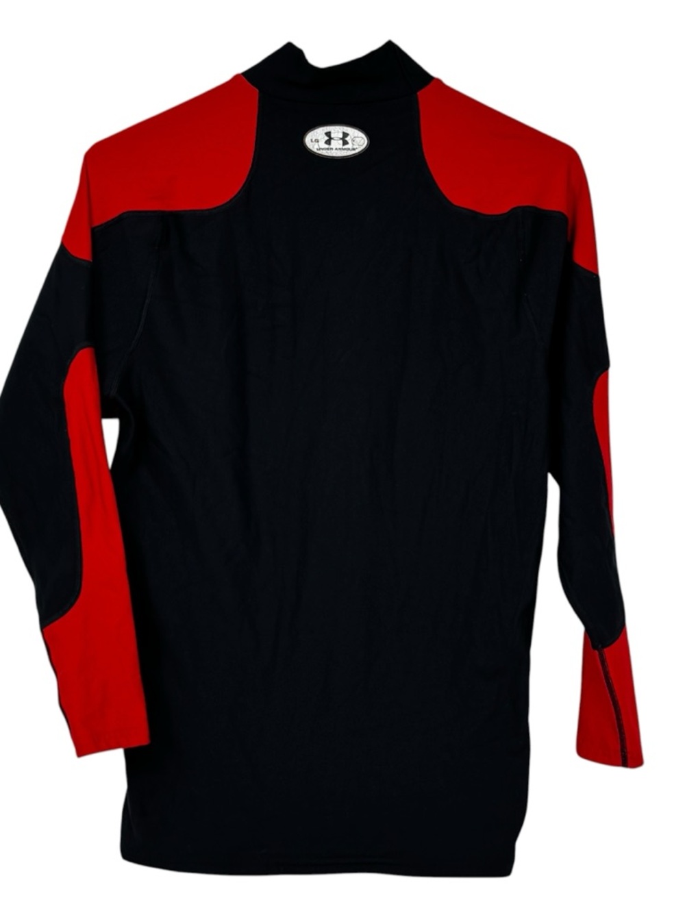 Under Armour Size Large Red/Black Ny/Poly/Elas Fitted Base Layer Mock Neck Top - Picture 7 of 11